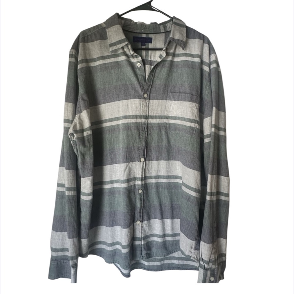 Aeropostale Shirt Mens Extra large Green‎ Gray Striped Casual Office